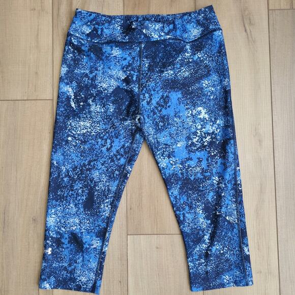 Under Armour Pants - Under Armour Alpha Capri Heat Gear Blue Leggings Activewear Women Sz L